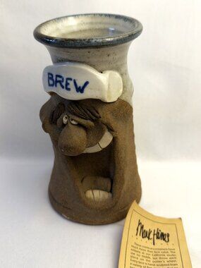 Mary Hines “Mugheads” BREW Character Mug Vintage Hand Sculpted Pottery MKSW Mark